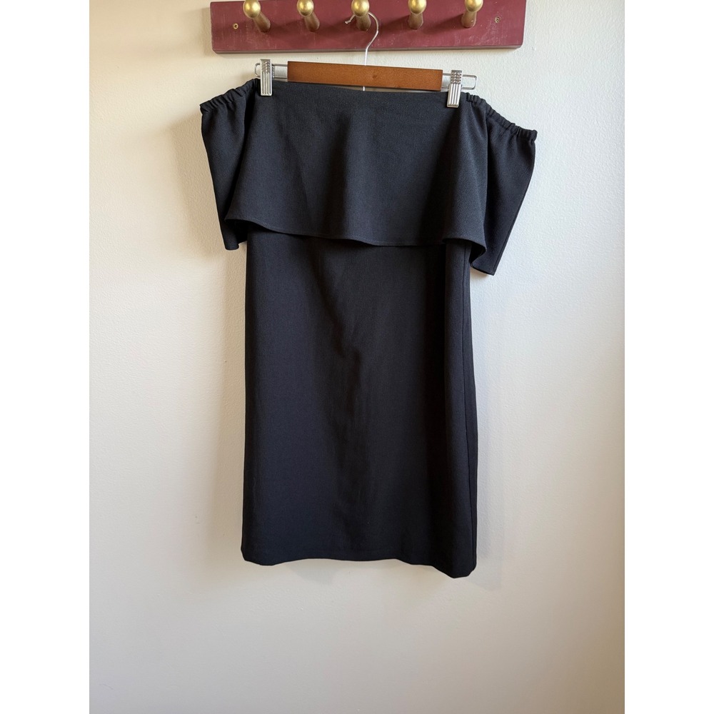 Charles Henry Black Off The Shoulder Ruffle Mini Dress Large Made in USA